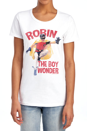 AN OFFCIALLY LICENSED BATMAN CLASSIC TV BOY WONDER WOMEN'S REGULAR FIT T-SHIRT BANANA
