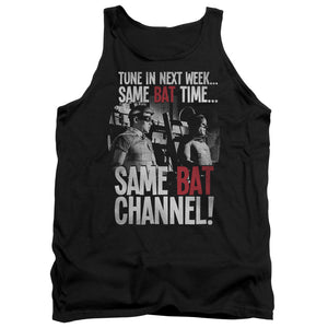 AN OFFCIALLY LICENSED BATMAN CLASSIC TV BAT CHANNEL ADULT UNISEX TANK TOP BLACK