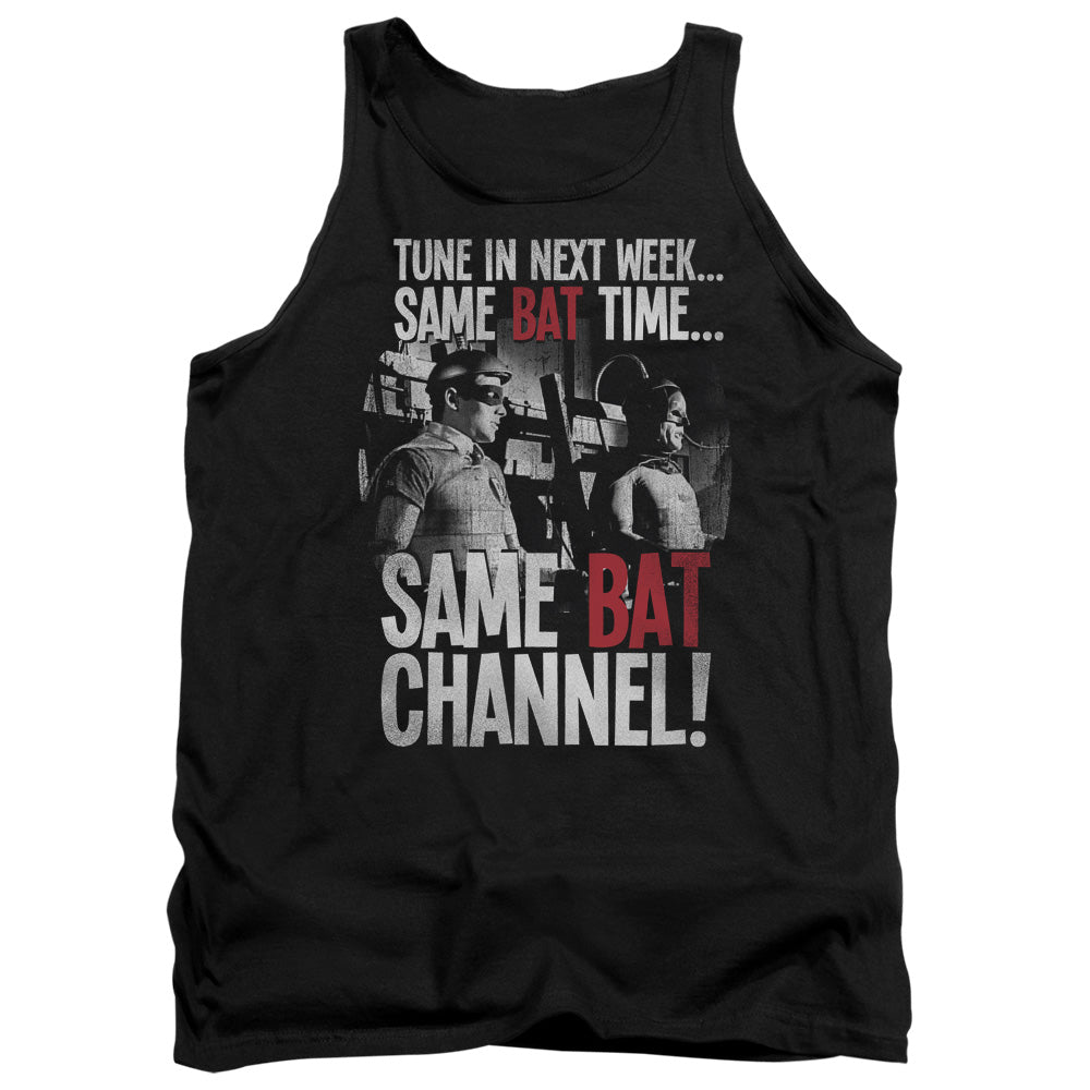 AN OFFCIALLY LICENSED BATMAN CLASSIC TV BAT CHANNEL ADULT UNISEX TANK TOP BLACK