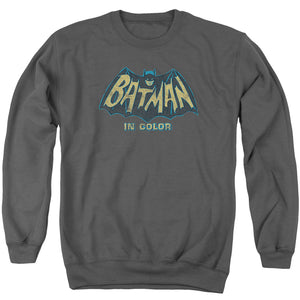 AN OFFCIALLY LICENSED BATMAN CLASSIC TV IN COLOR ADULT UNISEX CREWNECK SWEATSHIRT CHARCOAL