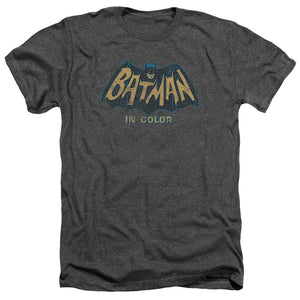 AN OFFCIALLY LICENSED BATMAN CLASSIC TV IN COLOR MEN'S HEATHER T-SHIRT CHARCOAL
