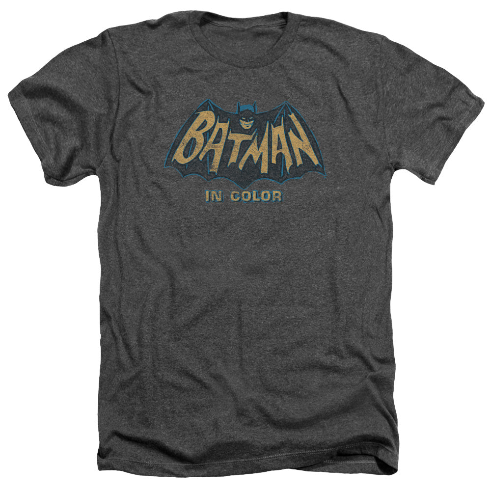 AN OFFCIALLY LICENSED BATMAN CLASSIC TV IN COLOR MEN'S HEATHER T-SHIRT CHARCOAL