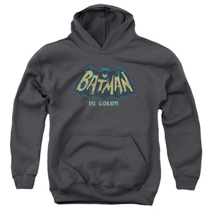 AN OFFCIALLY LICENSED BATMAN CLASSIC TV IN COLOR YOUTH HOODIE CHARCOAL