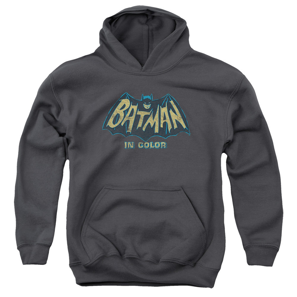 AN OFFCIALLY LICENSED BATMAN CLASSIC TV IN COLOR YOUTH HOODIE CHARCOAL