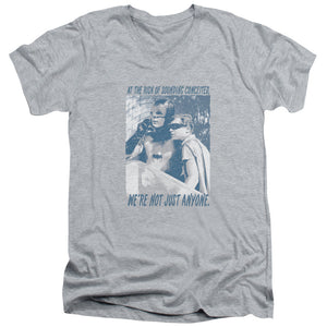 AN OFFCIALLY LICENSED BATMAN CLASSIC TV BOOGIE NIGHTS MEN'S V-NECK T-SHIRT ATHLETIC HEATHER