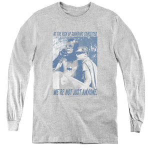 AN OFFCIALLY LICENSED BATMAN CLASSIC TV BOOGIE NIGHTS YOUTH LONG SLEEVE T-SHIRT ATHLETIC HEATHER
