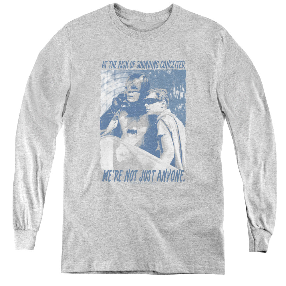 AN OFFCIALLY LICENSED BATMAN CLASSIC TV BOOGIE NIGHTS YOUTH LONG SLEEVE T-SHIRT ATHLETIC HEATHER