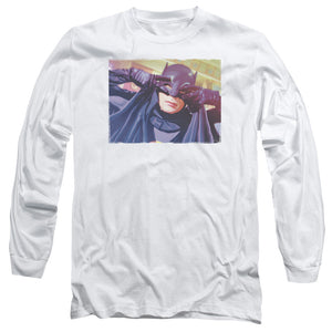 AN OFFCIALLY LICENSED BATMAN CLASSIC TV SMOOTH GROOVE MEN'S LONG SLEEVE T-SHIRT WHITE