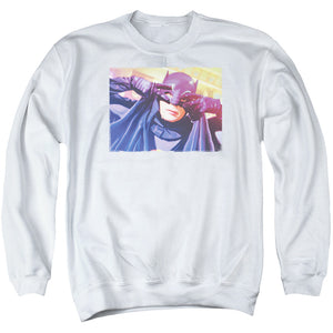 AN OFFCIALLY LICENSED BATMAN CLASSIC TV SMOOTH GROOVE ADULT UNISEX CREWNECK SWEATSHIRT WHITE