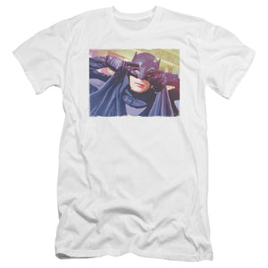 AN OFFCIALLY LICENSED BATMAN CLASSIC TV SMOOTH GROOVE MEN'S PREMIUM SLIM FIT T-SHIRT WHITE