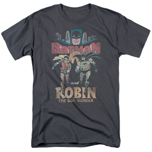AN OFFCIALLY LICENSED BATMAN CLASSIC TV CLASSIC DUO MEN'S REGULAR FIT T-SHIRT CHARCOAL