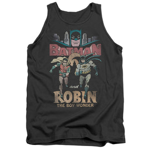 AN OFFCIALLY LICENSED BATMAN CLASSIC TV CLASSIC DUO ADULT UNISEX TANK TOP CHARCOAL