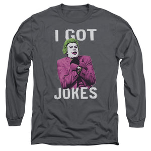 AN OFFCIALLY LICENSED BATMAN CLASSIC TV GOT JOKES MEN'S LONG SLEEVE T-SHIRT CHARCOAL
