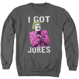 AN OFFCIALLY LICENSED BATMAN CLASSIC TV GOT JOKES ADULT UNISEX CREWNECK SWEATSHIRT CHARCOAL