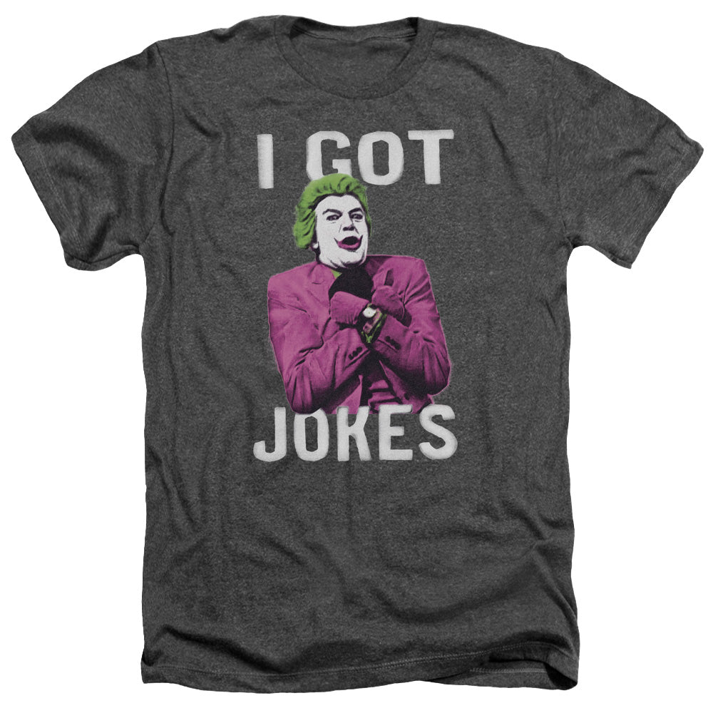 AN OFFCIALLY LICENSED BATMAN CLASSIC TV GOT JOKES MEN'S HEATHER T-SHIRT CHARCOAL