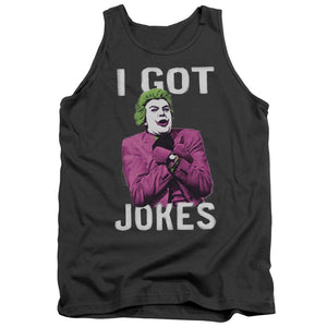 AN OFFCIALLY LICENSED BATMAN CLASSIC TV GOT JOKES ADULT UNISEX TANK TOP CHARCOAL
