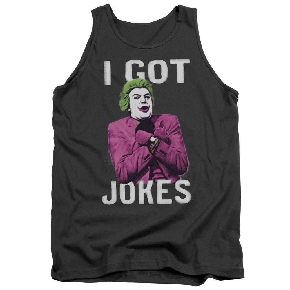 AN OFFCIALLY LICENSED BATMAN CLASSIC TV GOT JOKES ADULT UNISEX TANK TOP CHARCOAL