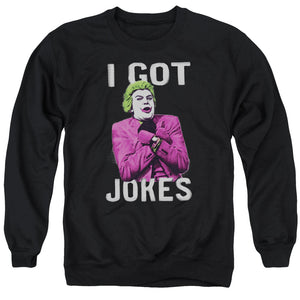 AN OFFCIALLY LICENSED BATMAN CLASSIC TV GOT JOKES ADULT UNISEX CREWNECK SWEATSHIRT BLACK