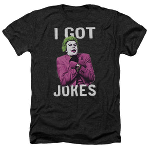 AN OFFCIALLY LICENSED BATMAN CLASSIC TV GOT JOKES MEN'S HEATHER T-SHIRT CHARCOAL