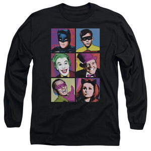 AN OFFCIALLY LICENSED BATMAN CLASSIC TV POP CAST MEN'S LONG SLEEVE T-SHIRT BLACK