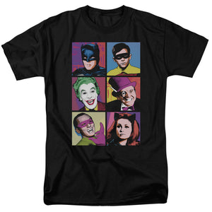 AN OFFCIALLY LICENSED BATMAN CLASSIC TV POP CAST MEN'S REGULAR FIT T-SHIRT BLACK