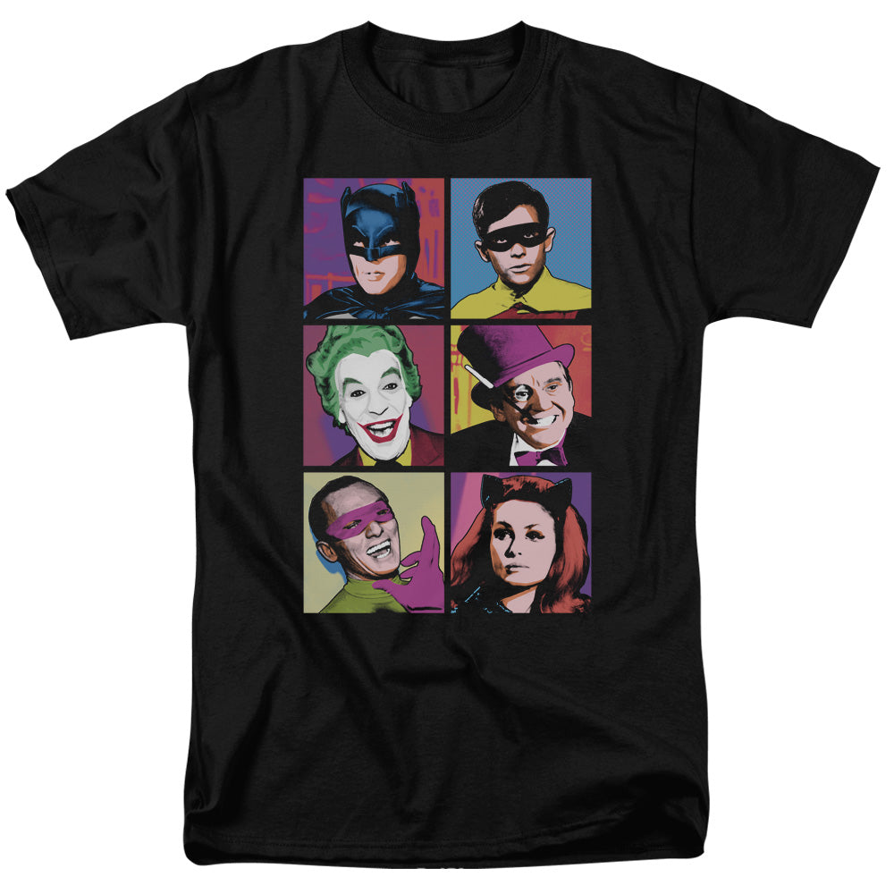 AN OFFCIALLY LICENSED BATMAN CLASSIC TV POP CAST MEN'S REGULAR FIT T-SHIRT BLACK