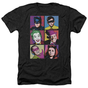 AN OFFCIALLY LICENSED BATMAN CLASSIC TV POP CAST MEN'S HEATHER T-SHIRT CHARCOAL