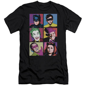 AN OFFCIALLY LICENSED BATMAN CLASSIC TV POP CAST MEN'S PREMIUM SLIM FIT T-SHIRT BLACK