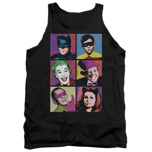 AN OFFCIALLY LICENSED BATMAN CLASSIC TV POP CAST ADULT UNISEX TANK TOP BLACK
