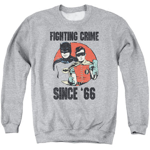 AN OFFCIALLY LICENSED BATMAN CLASSIC TV SINCE 66 ADULT UNISEX CREWNECK SWEATSHIRT ATHLETIC HEATHER
