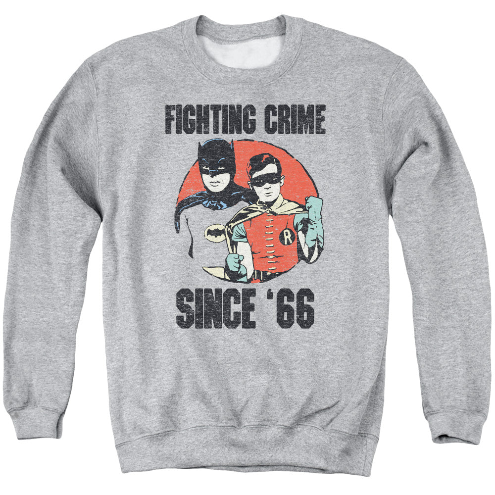 AN OFFCIALLY LICENSED BATMAN CLASSIC TV SINCE 66 ADULT UNISEX CREWNECK SWEATSHIRT ATHLETIC HEATHER
