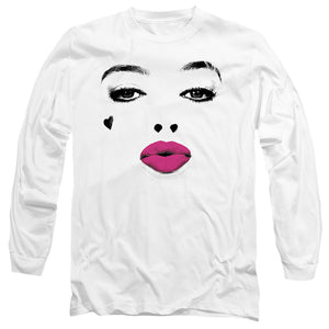 AN OFFCIALLY LICENSED BIRDS OF PREY KISS MEN'S LONG SLEEVE T-SHIRT WHITE