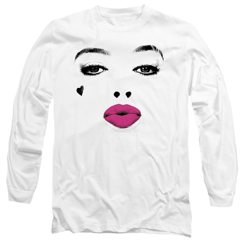 AN OFFCIALLY LICENSED BIRDS OF PREY KISS MEN'S LONG SLEEVE T-SHIRT WHITE