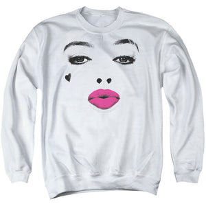 AN OFFCIALLY LICENSED BIRDS OF PREY KISS ADULT UNISEX CREWNECK SWEATSHIRT WHITE