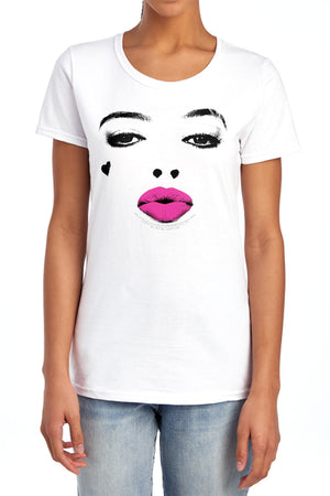 AN OFFCIALLY LICENSED BIRDS OF PREY KISS WOMEN'S REGULAR FIT T-SHIRT WHITE