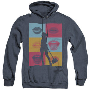 AN OFFCIALLY LICENSED BIRDS OF PREY LIPS ADULT UNISEX HEATHER PULLOVER HOODIE NAVY
