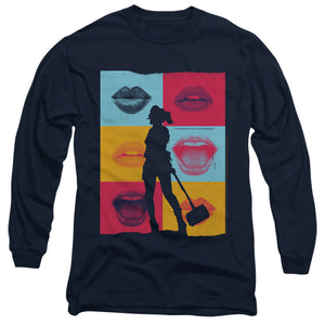 AN OFFCIALLY LICENSED BIRDS OF PREY LIPS MEN'S LONG SLEEVE T-SHIRT NAVY