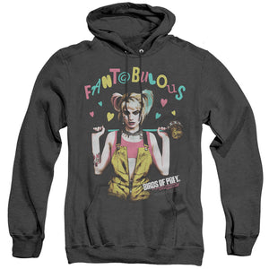 AN OFFCIALLY LICENSED BIRDS OF PREY FANTABULOUS ADULT UNISEX HEATHER PULLOVER HOODIE BLACK