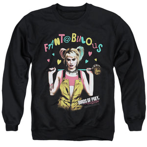 AN OFFCIALLY LICENSED BIRDS OF PREY FANTABULOUS ADULT UNISEX CREWNECK SWEATSHIRT BLACK