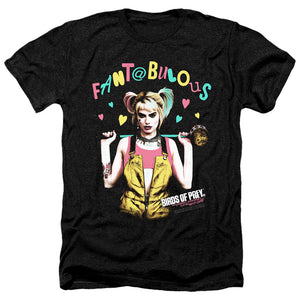 AN OFFCIALLY LICENSED BIRDS OF PREY FANTABULOUS MEN'S HEATHER T-SHIRT CHARCOAL