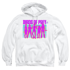 AN OFFCIALLY LICENSED BIRDS OF PREY SILHOUETTES ADULT UNISEX PULLOVER HOODIE WHITE