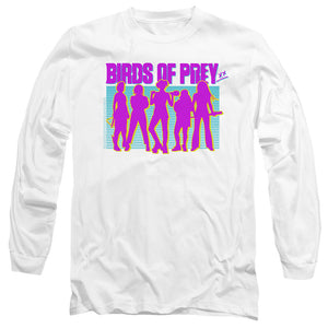 AN OFFCIALLY LICENSED BIRDS OF PREY SILHOUETTES MEN'S LONG SLEEVE T-SHIRT WHITE