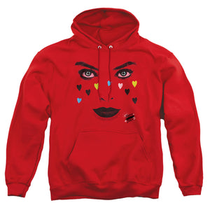 AN OFFCIALLY LICENSED BIRDS OF PREY RED HARLEY ADULT UNISEX PULLOVER HOODIE RED
