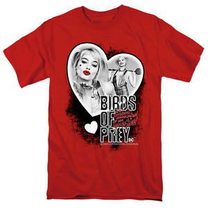 AN OFFCIALLY LICENSED BIRDS OF PREY HEART HARLEY MEN'S REGULAR FIT T-SHIRT RED