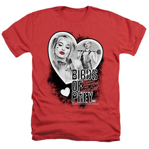 AN OFFCIALLY LICENSED BIRDS OF PREY HEART HARLEY MEN'S HEATHER T-SHIRT RED