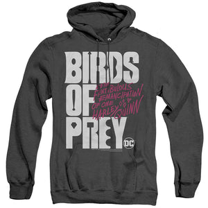 AN OFFCIALLY LICENSED BIRDS OF PREY BIRDS OF PREY LOGO ADULT UNISEX HEATHER PULLOVER HOODIE BLACK