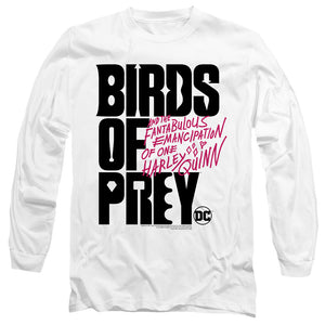 AN OFFCIALLY LICENSED BIRDS OF PREY BIRDS OF PREY LOGO MEN'S LONG SLEEVE T-SHIRT WHITE