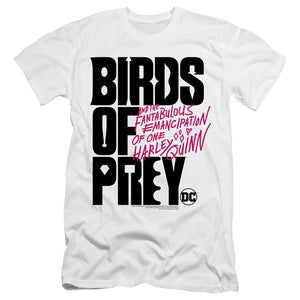AN OFFCIALLY LICENSED BIRDS OF PREY BIRDS OF PREY LOGO MEN'S PREMIUM SLIM FIT T-SHIRT WHITE