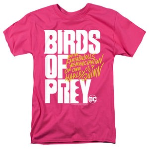 AN OFFCIALLY LICENSED BIRDS OF PREY BIRDS OF PREY LOGO MEN'S REGULAR FIT T-SHIRT HOT PINK
