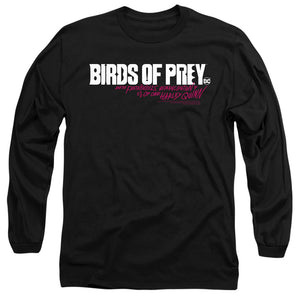 AN OFFCIALLY LICENSED BIRDS OF PREY HORIZONTAL LOGO MEN'S LONG SLEEVE T-SHIRT BLACK